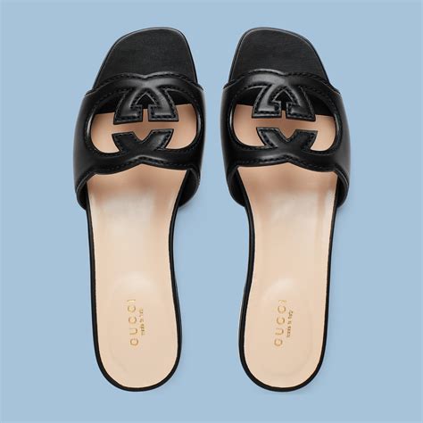 gucci women's interlocking g cut-out slide sandal|Gucci women's slides clearance sale.